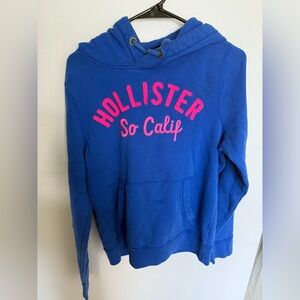 Hollister Blue Hoodie with Pink Logo